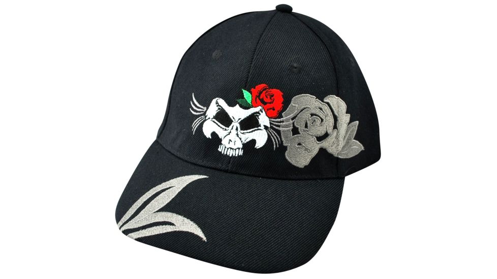 Zan Headgear 3-D Embroidered Black Cap Lady Skull CPA135