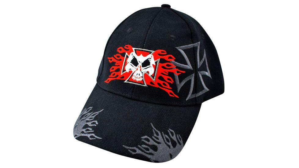 Zan Headgear 3-D Embroidered Black Cap Maltese Flames CPA134