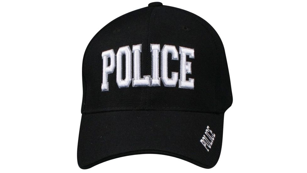 Zan Headgear 3-D Embroidered Black Cap Police White CPA005