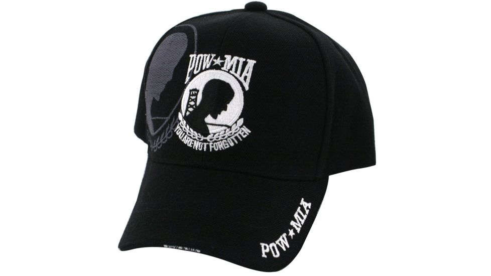 Zan Headgear 3-D Embroidered Black Cap POW/MIA CPA115