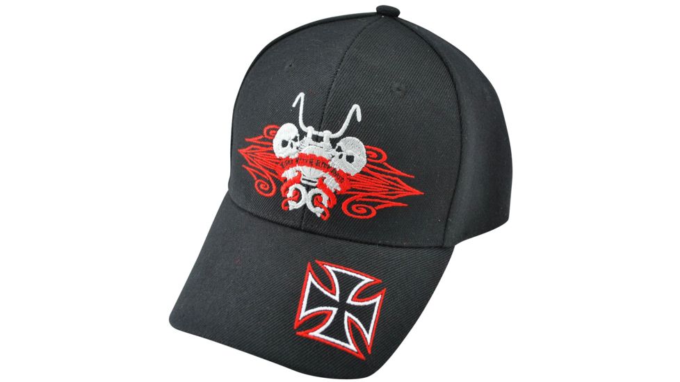 Zan Headgear 3-D Embroidered Black Cap Ride Hard Skull CPA140