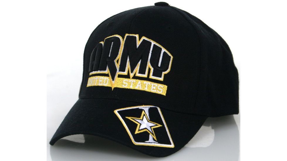 Zan Headgear 3-D Embroidered Black Cap US Army CPA023