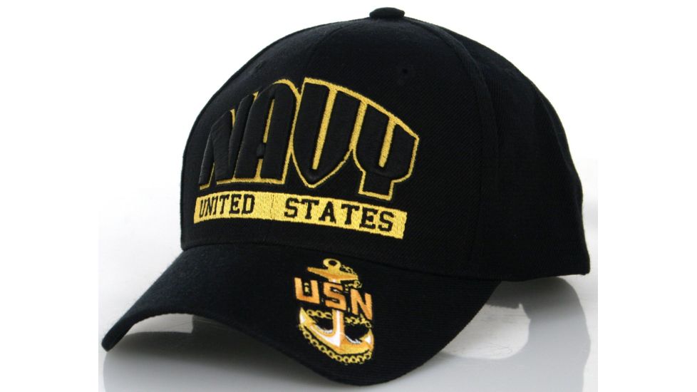 Zan Headgear 3-D Embroidered Black Cap US Navy CPA022
