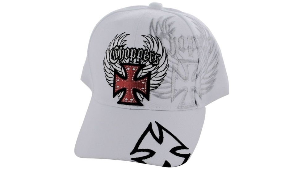 Zan Headgear 3-D Embroidered White Cap Chopper CPA128