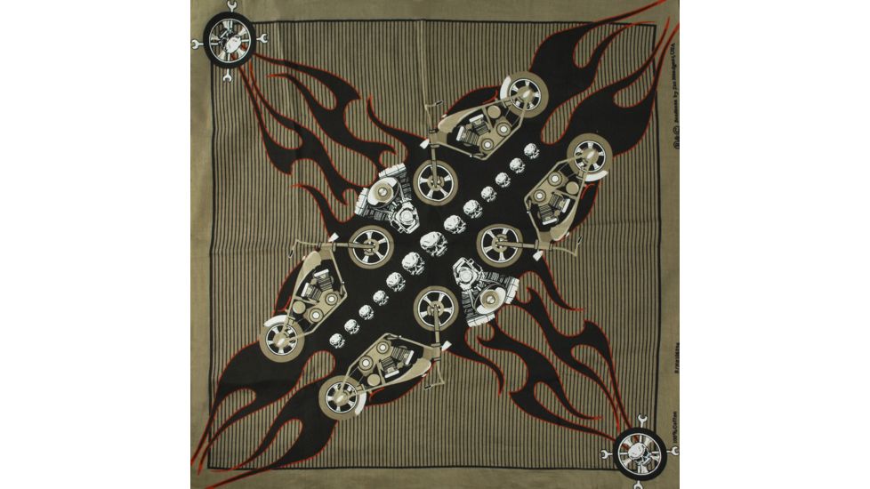 Zan Headgear Bandanna, V-Twin Crossbones B143