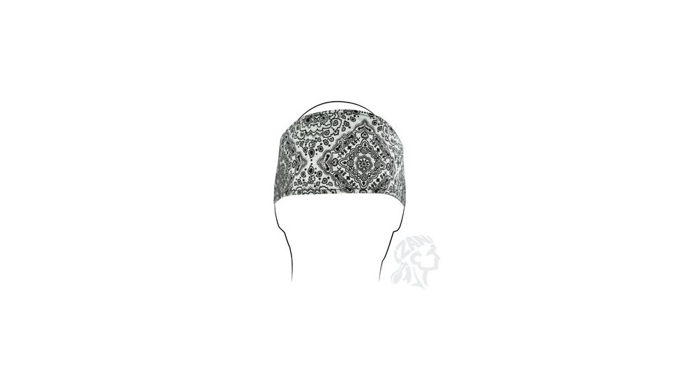 Zan Headgear Headband, Cotton, White Paisley HBV102