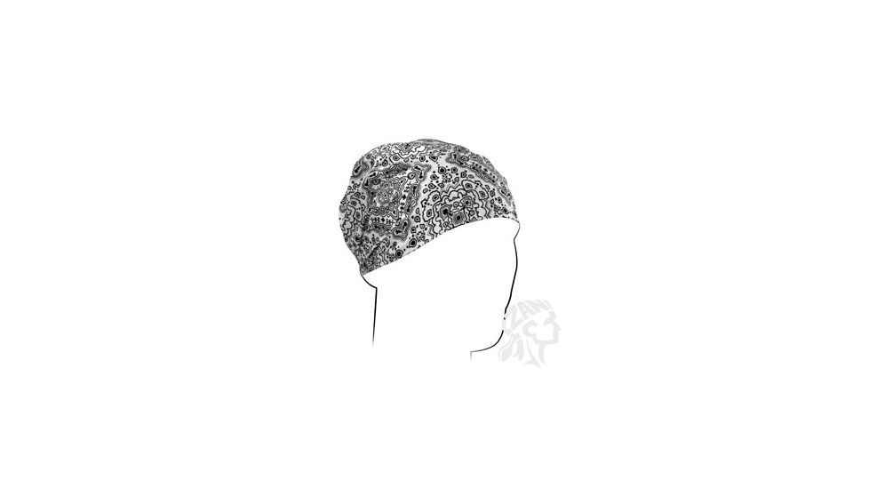 Zan Headgear Headwrap, Cotton, White Paisley HBW102