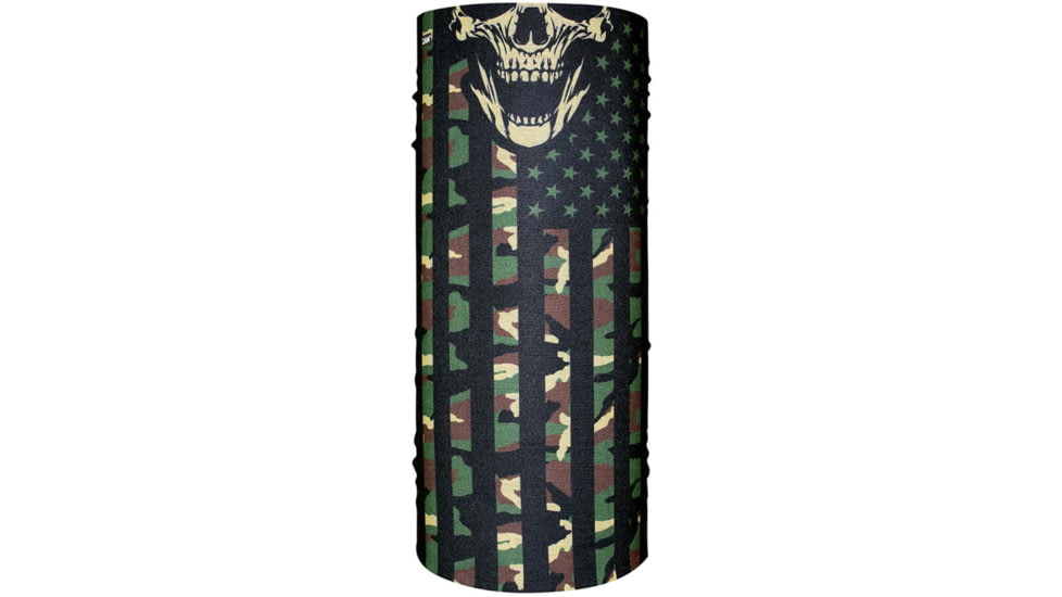 Zan Headgear Polyester Motley Tube, Woodland Camo Flag, Polyester, T460