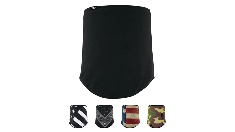 Zan Headgear Neck Gaiter, Black, Black and White Flag, Classic Bandana, Patriot, Woodland Camo