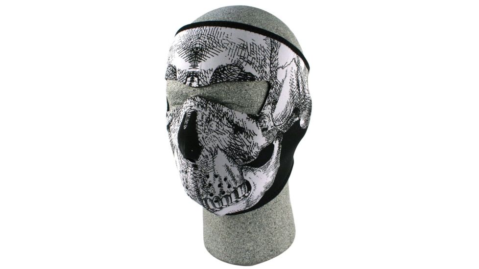 Zan Headgear Neoprene Face Mask Black &amp; White Skull Face WNFM002