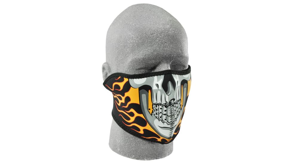 Zan Headgear Neoprene Half Mask, Burning Skull, WNFM061H