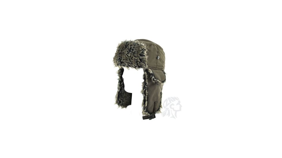 Zan Headgear Trooper Hat with Grey Fur, Olive WTH213
