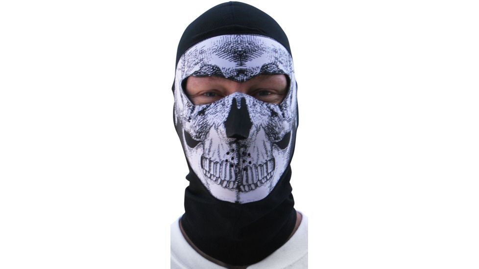 Zan Headgear Coolmax Balaclava, Extreme B&W Skull WBC002NFME