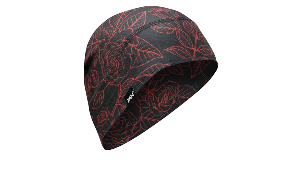 Zan Helmet Liner/Beanie SportFlex Series Red &amp; Black Roses