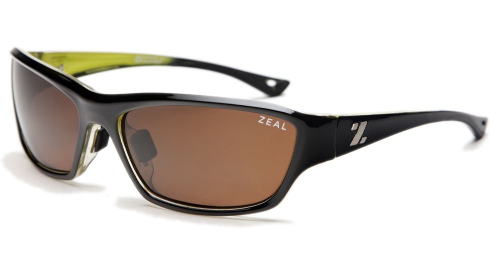 Zeal Optics Boundary Sunglasses, Black + Lime Green Gloss Frame and Polarized Copper Lens 10032