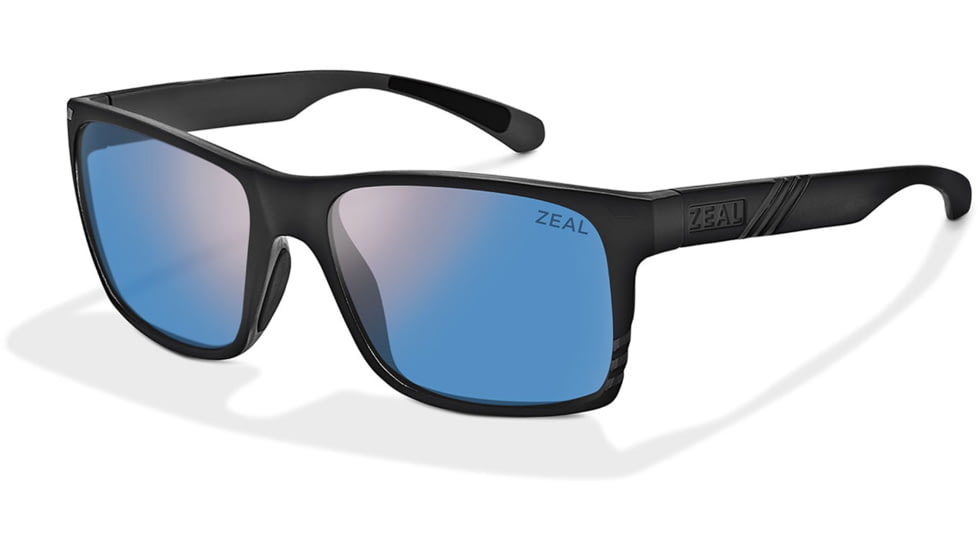 Zeal Optics Brewer Plant-Based Rectangular Polarized Sunglasses, Gloss Black/Horizon Blue, Medium, 11850