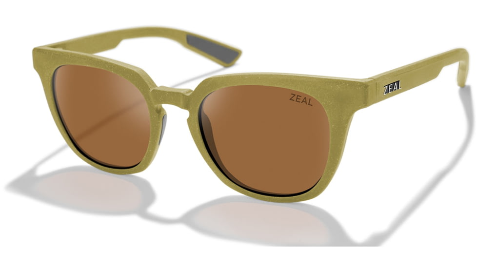 Zeal Optics Calistoga Recycled Plastics and Plant-Based Cat-Eye Polarized Sunglasses, Lichen/Copper, Medium, 12026