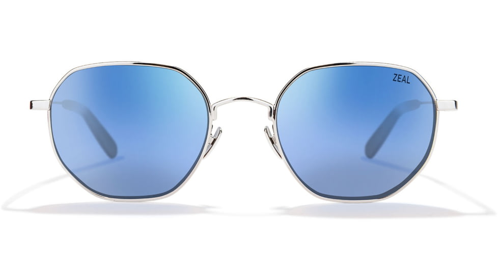 Zeal Optics Easterly Eco-Friendly Stainless Steel Aviator Polarized Sunglasses, Silver/Horizon Blue, Medium, 12014