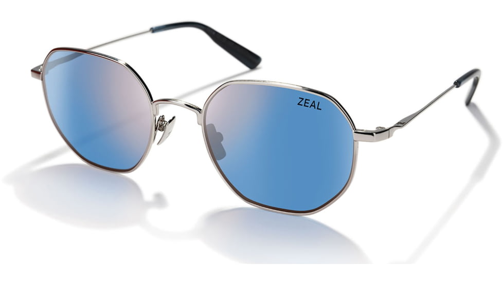 Zeal Optics Easterly Eco-Friendly Stainless Steel Aviator Polarized Sunglasses, Silver/Horizon Blue, Medium, 12014