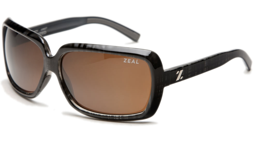 Zeal Optics Felicity Womens Sunglasses, Black Plaid Frame and Polarized Copper Lens 10027