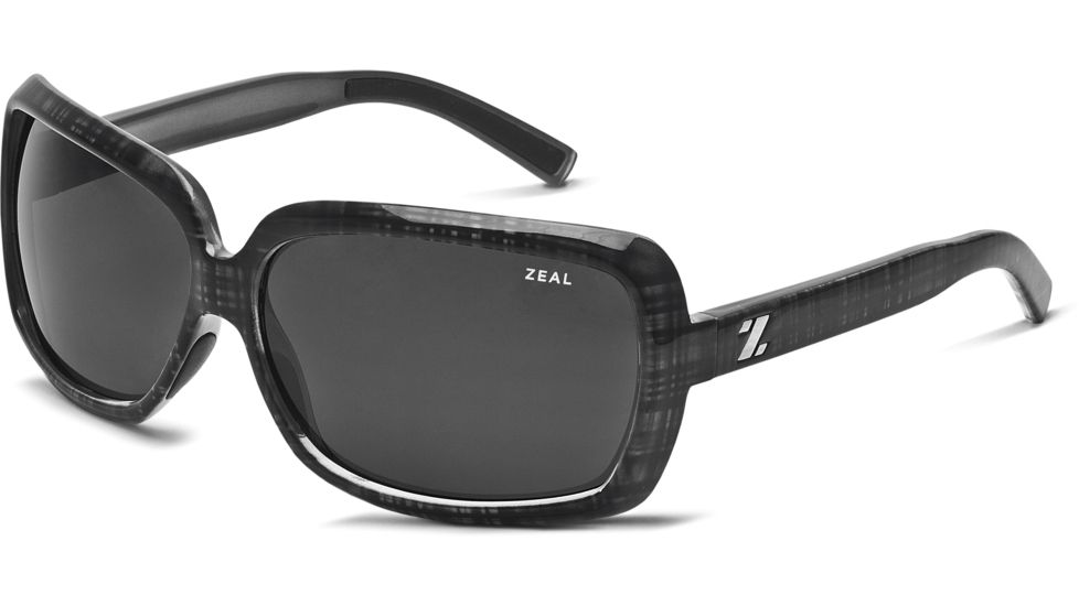 Zeal Optics Felicity Womens Sunglasses, Black Plaid Frame and Polarized Dark Grey Lens 10396