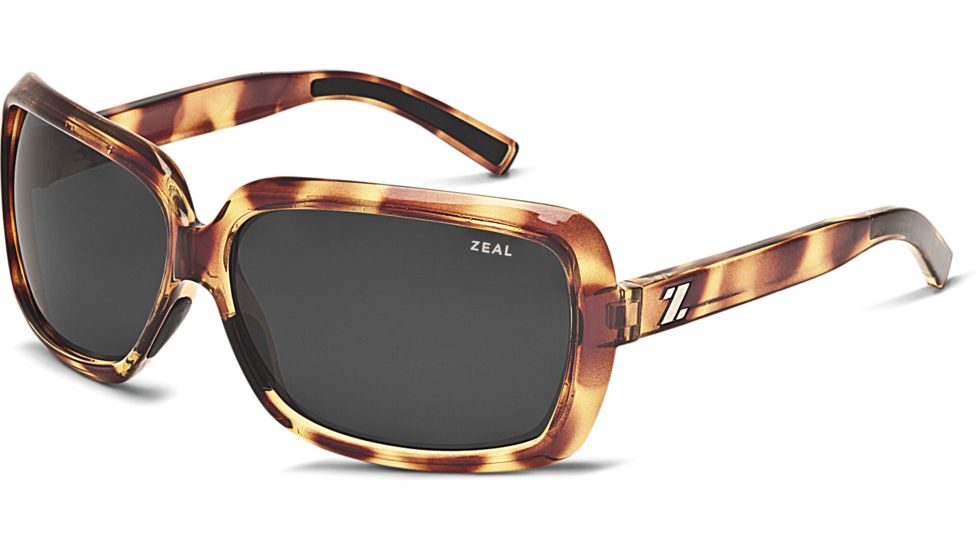 Zeal Optics Felicity Womens Sunglasses, Blonde Tortoise Frame and Polarized Dark Grey Lens 10397