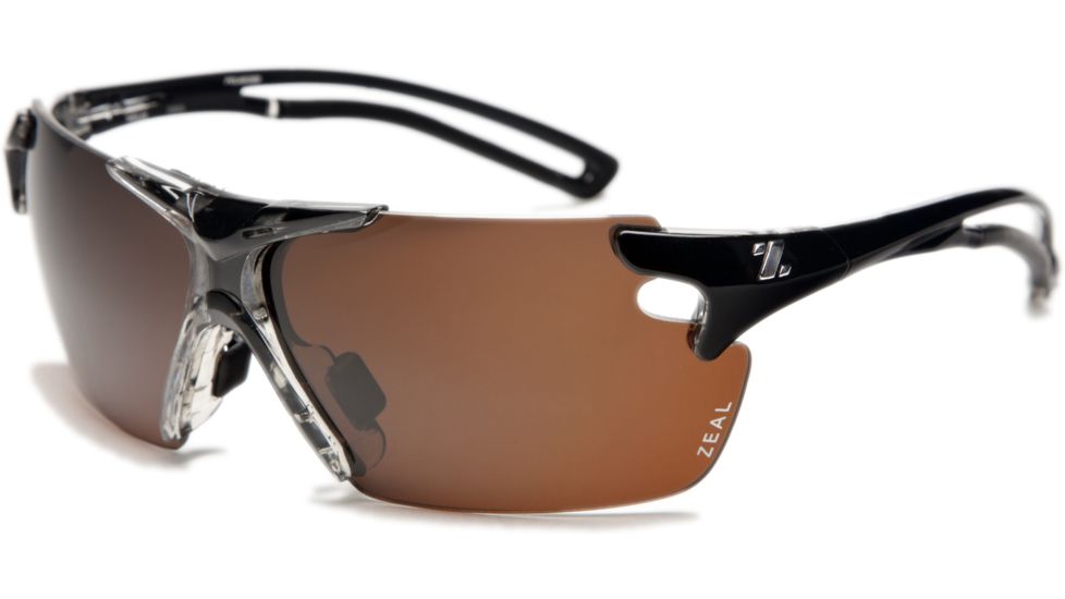 Zeal Optics Helix Sunglasses, Black Gloss Frame and Polarized Copper Lens 10053