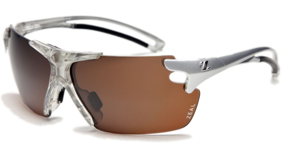 Zeal Optics Helix Sunglasses, Silver Gloss Frame and Polarized Copper Lens 10054