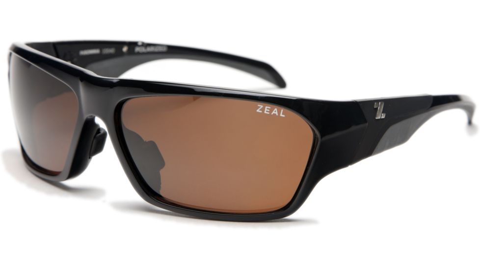 Zeal Optics Insomnia Sunglasses, Black Gloss Frame and Polarized Copper Lens 10040