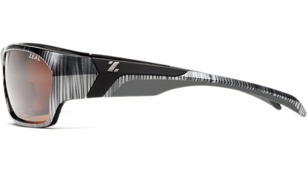 Zeal Optics Insomnia Sunglasses, Silver + Black Wood Grain Frame and Polarized Copper Lens 10041