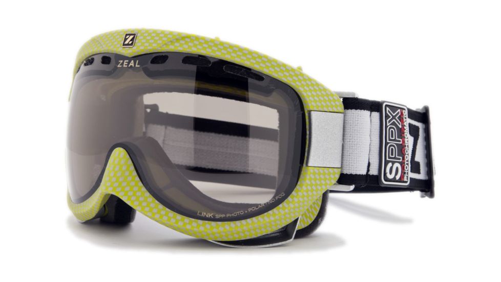 Zeal Optics Link Classic Ski Goggles, Carbon Matte Green Frame and Polarized Automatic Optimum Lens LK4SPPG