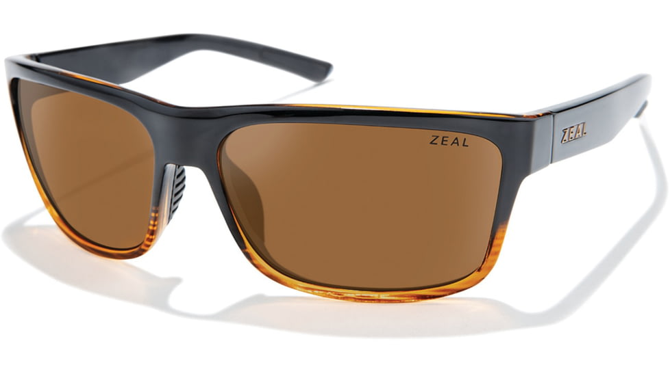 Zeal Optics Rampart Plant-Based Square Wrap Polarized Sunglasses, Gloss Torched Woodgrain/Copper, Medium, 11744
