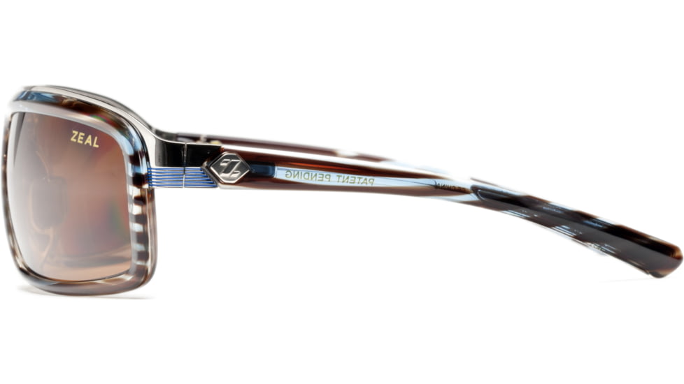 Zeal Optics Re-Entry Sunglasses, Aqua Blue Wood Grain Frame and Polarized Copper Lens 10076