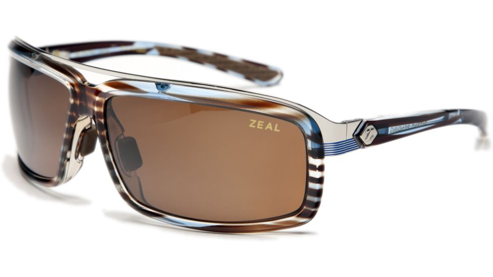 Zeal Optics Re-Entry Sunglasses, Aqua Blue Wood Grain Frame and Polarized Copper Lens 10076