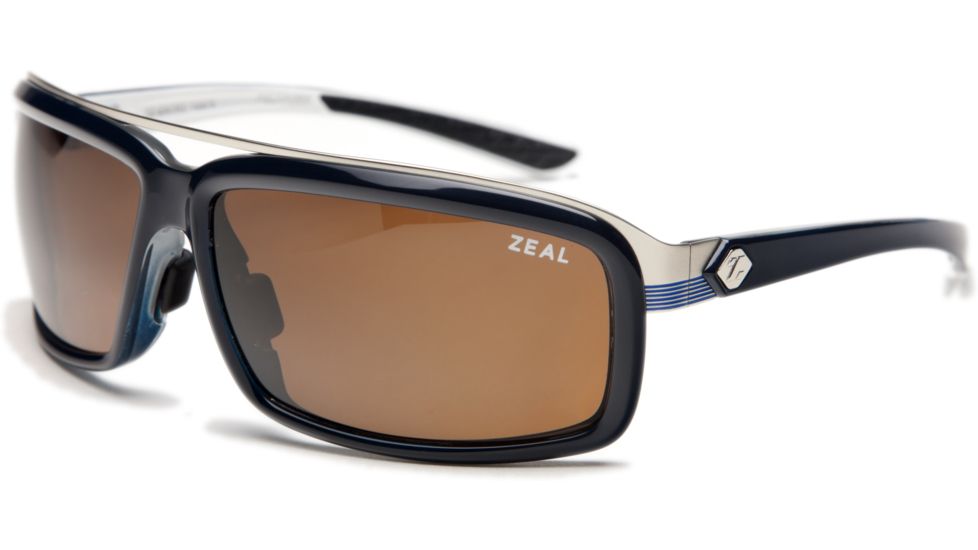 Zeal Optics Re-Entry Sunglasses, Dark Blue + White Gloss Frame and Polarized Copper Lens 10075