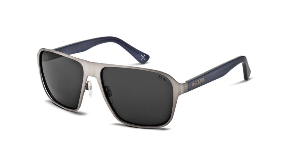 Zeal Optics Riviera Sunglasses, Stainless Frame and Polarized Dark Grey Lens 10728