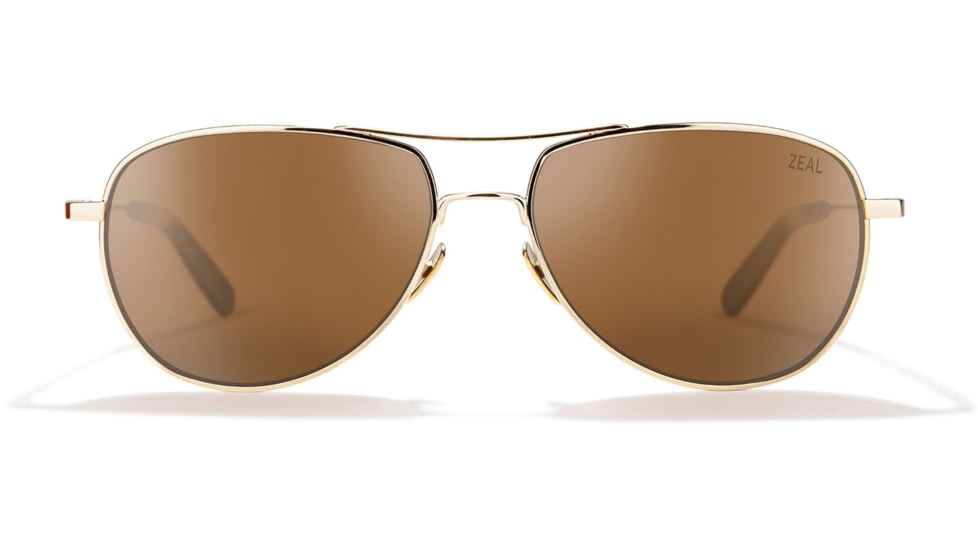 Zeal Optics Shipstern Eco-Friendly Stainless Steel Aviator Polarized Sunglasses, Gold/Copper, Medium, 12010