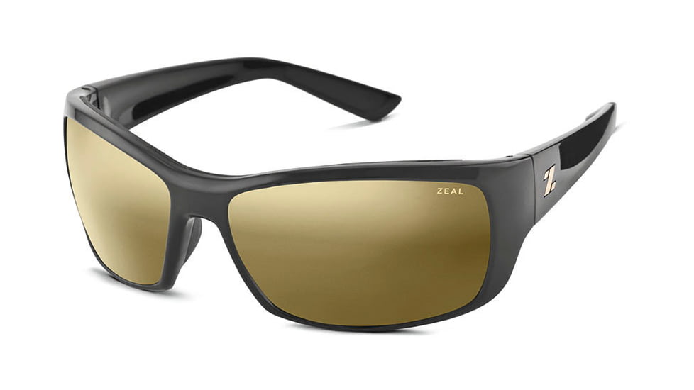 Zeal Optics Tracker Sunglasses - Polished Black Frame,Polarized Copper Gold Mirror Lens 10957