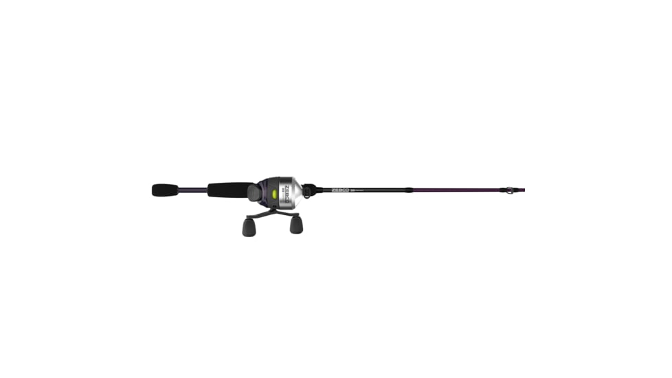 Zebco 33 Custom-Z Spincast Reel and Rod Combo, 6ft 6in 2-PC Telescopic Rod, Medium, Fast, SZ 30 Reel, 4.1-1 Ratio, 2-PC Strike King Tackle Kit, Silver/Purple, 33CZ2SK662M.FB4