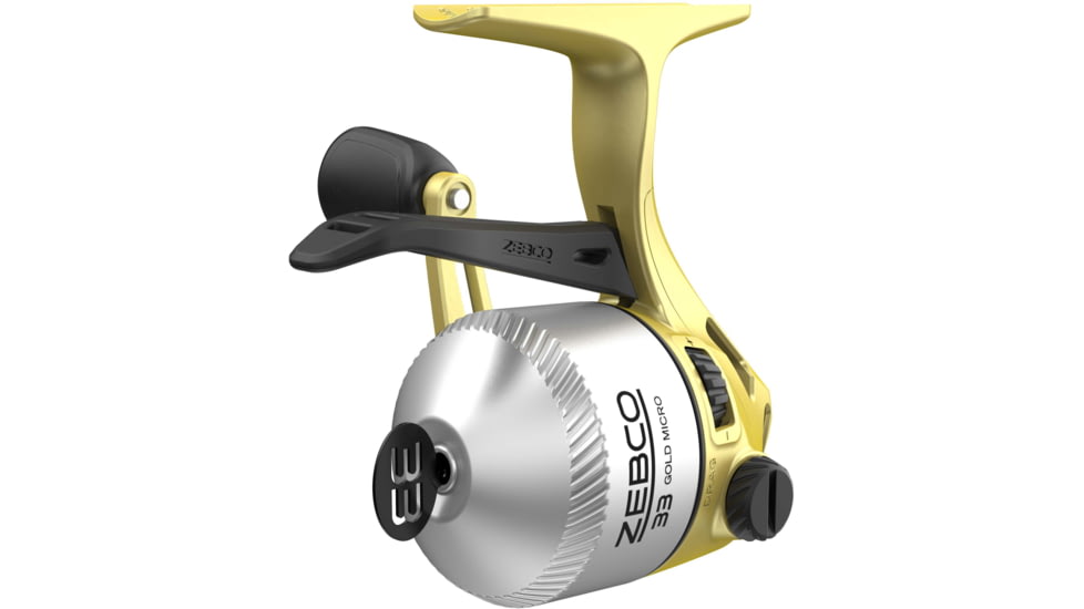 Zebco 33 Gold Micro Trigger Spincast Reel, SZ 10 Reel, Changeable Righ/Left Retrieve, Durable All-Metal Gears, Pre-Spooled w/ 4lb Zebco Cajun Line, Silver/Gold, 33MTNGOLD.BX6
