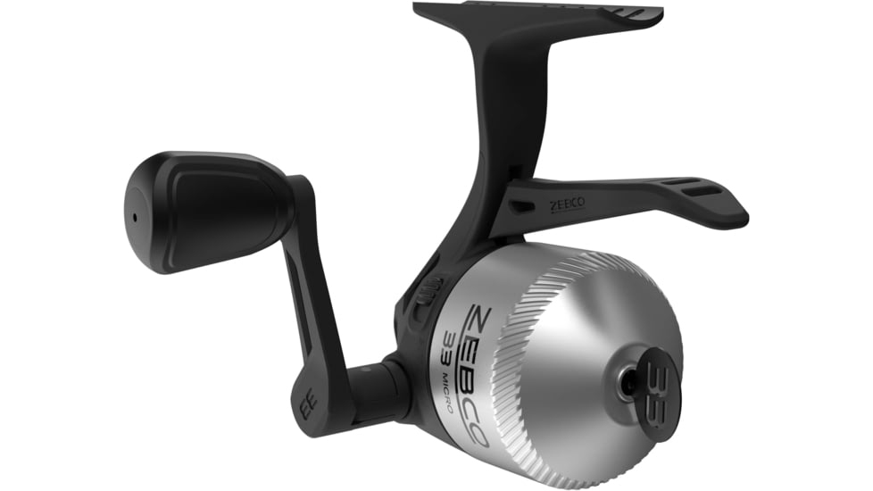 Zebco 33 Micro Trigger Spincast Reel, SZ 10 Reel, Changeable Righ/Left Retrieve, Built-In Bite Alert, All-Metal Gears, Pre-Spooled w/ 4lb Zebco Cajun Line, Silver/Black, 33MTN.BX6