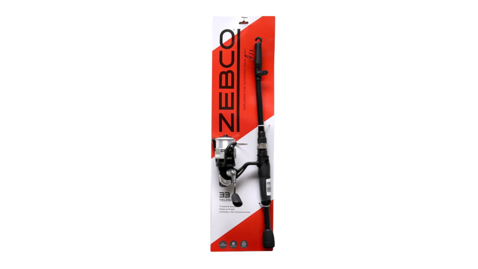 Zebco 33 Spinning Reel and Telescopic Rod Combo, Extendable 20in to 6ft Fiberglass Pole, EVA Rod Handle, SZ 20 Reel, Aluminum Spool, QuickSet Anti-Reverse, Silver/Black, 33SP605MTELA.FB4