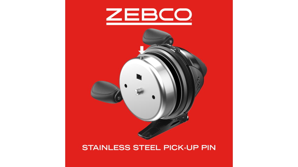 Zebco 404 Spincast Reel, SZ 40 Reel, RH Retrieve, Built-in Bite Alert, Durable All-Metal Gears, Stainless Steel Pick-up Pin, Pre-Spooled w/ 15lb Zebco Fishing Line, Black, 404MBK.BX3