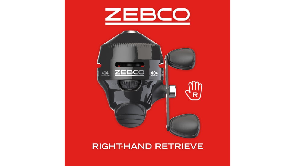 Zebco 404 Spincast Reel, SZ 40 Reel, RH Retrieve, Built-in Bite Alert, Durable All-Metal Gears, Stainless Steel Pick-up Pin, Pre-Spooled w/ 15lb Zebco Fishing Line, Black, 404MBK.BX3