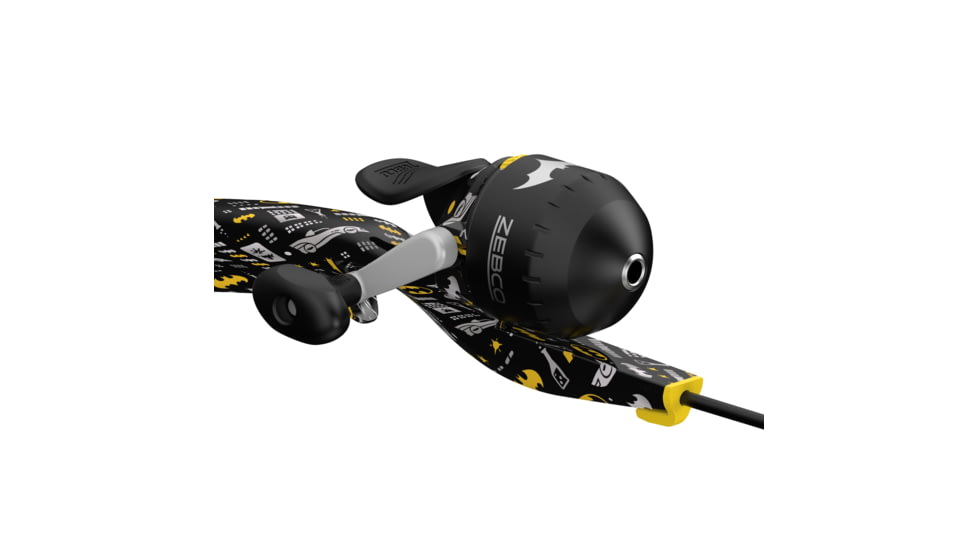 Zebco Youth Batman Floating Spincast Reel and Rod Combo, 29in Fiberglass Rod, Light, Moderate, SZ 20 Reel, RH Retrieve, Pre-Spooled w/ 6lb Line, Black, YFCBATMAN.FB6