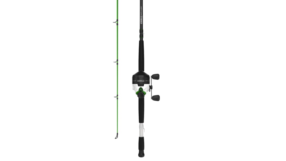 Zebco Bite Alert Spincast Reel and Rod Combo, 7ft 2-PC Fiberglass Rod w/ Built-in Hook Keeper, Electronic Bite Alert Reel w/ Ceramic Pick-Up Pin and Dial-Adjustable Drag, BA808J702MHA.NS3