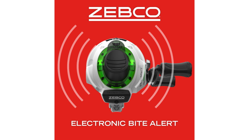 Zebco Bite Alert Spincast Reel and Rod Combo, 7ft 2-PC Fiberglass Rod w/ Built-in Hook Keeper, Electronic Bite Alert Reel w/ Ceramic Pick-Up Pin and Dial-Adjustable Drag, BA808J702MHA.NS3