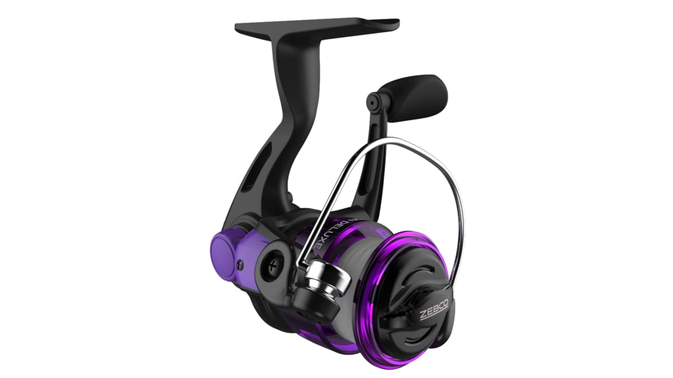Zebco Dock Demon Spinning Reel and Rod Combo, 30in 1-PC Fiberglass Pole, EVA Rod Handle, SZ 10 Reel, train Drag, Pre-Spooled w/ 6lb Zebco Line, Purple, DOCKPRSP301M.FB6