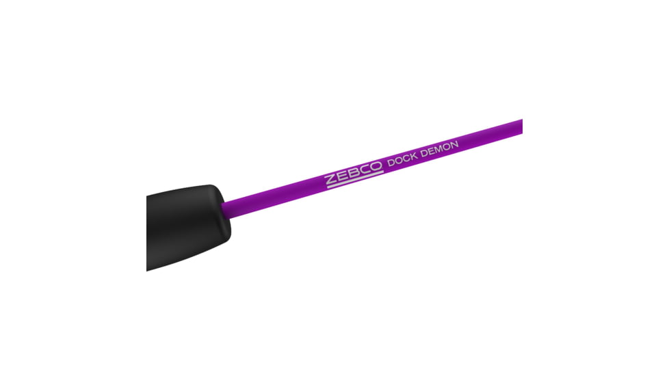 Zebco Dock Demon Spinning Reel and Rod Combo, 30in 1-PC Fiberglass Pole, EVA Rod Handle, SZ 10 Reel, train Drag, Pre-Spooled w/ 6lb Zebco Line, Purple, DOCKPRSP301M.FB6