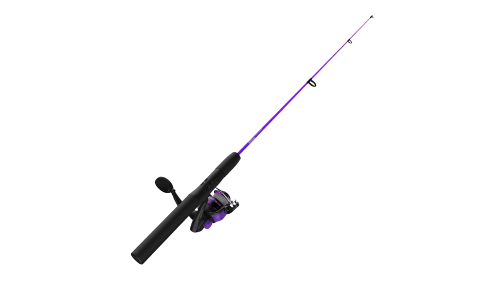 Zebco Dock Demon Spinning Reel and Rod Combo, 30in 1-PC Fiberglass Pole, EVA Rod Handle, SZ 10 Reel, train Drag, Pre-Spooled w/ 6lb Zebco Line, Purple, DOCKPRSP301M.FB6